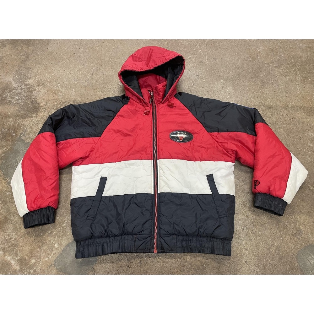 Vintage Chicago Bulls Jacket Mens Large Red Black NBA Basketball Pro‎ Player 90s